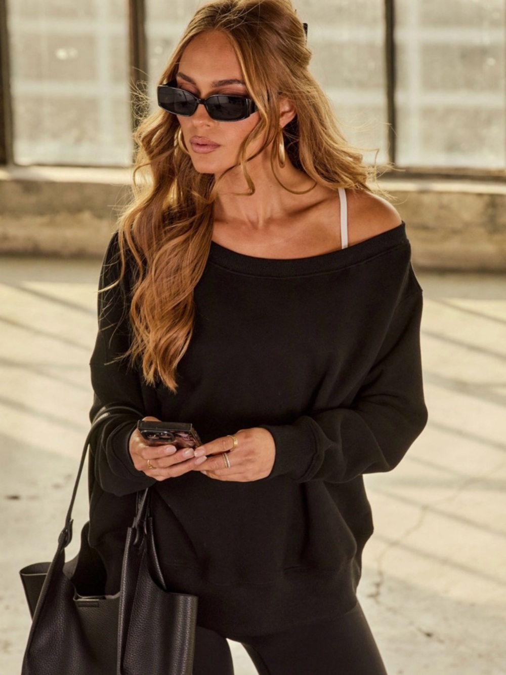 VICI Empower Luxe Off The Shoulder Sweatshirt